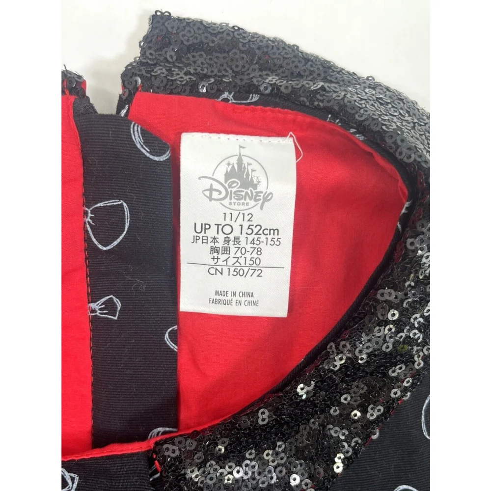 DISNEY STORE Minnie Rocks the Dots Girls Black‎ Bow Dress Sz 11/12 Sequin Collar